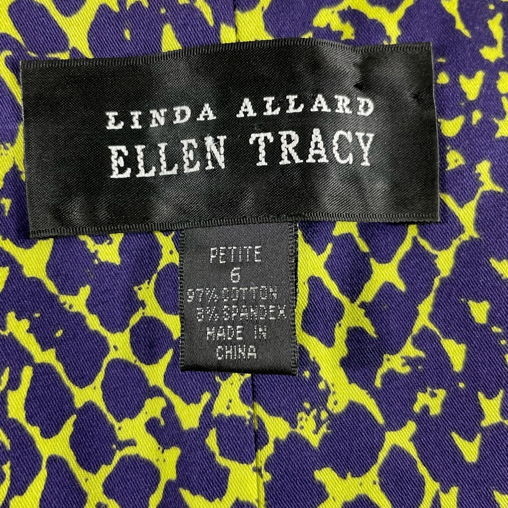 Linda Allard Ellen Tracy Women Suit Jacket Neon green purple Snake Print 6P - Picture 3 of 11